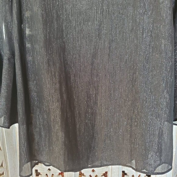 NWT BCBGeneration Black Metallic Bell Sleeve Dress XS - Picture 11 of 14